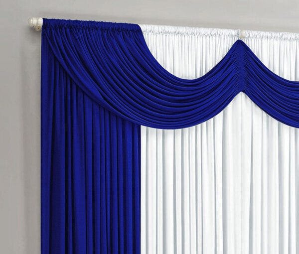 Cortina Riviera 2,00m X 1,70m para Varão Simples - Azul/branco - 2