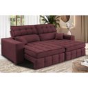 Ver imagem 1 de Sofá Retrátil e Reclinável 1,80M Molas Ensacadas e Costura Tripla Cama Inbox Nobre Suede Vinho