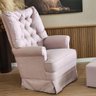 Poltrona de Amamentaçao Balanço e Puff Lila Baby Linho Rosê - Larbelle Móveis - 14