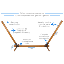 Suporte de Madeira para Rede de Descanso Multidecor + Rede Verde - 5