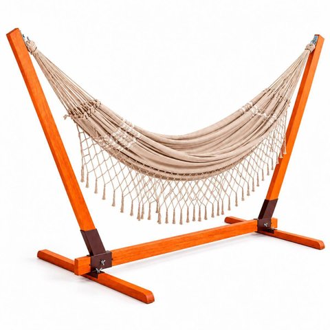 Suporte de Madeira para Rede de Descanso Multidecor + Rede Bege