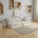 Ver imagem 1 de Cama de Chão com Cercadinho Infantil Solteiro Montessoriana - Branco