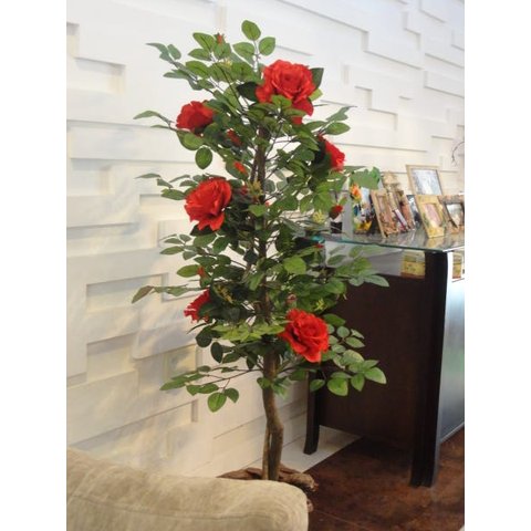 Planta Artificial Roseira Chilena Vermelha 1,30 Metros de Altura