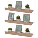 Ver imagem 2 de Kit 3 Prateleiras Porta Quadros 60 X 10cm Carvalho Suporte Invisível