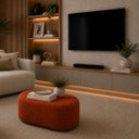 Ver imagem 1 de Puff Star Decorativo Bouclé Curvo para Sala e Recepção Luxo:Terra Cota/Memphis