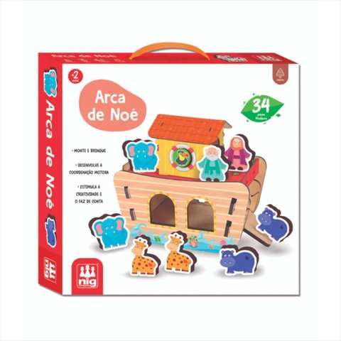 Brinquedo Educativo Arca de Noé 3d Mig - 34 Peças, Animais e Noé