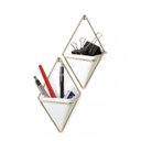 Ver imagem 2 de TRIGG - CONJUNTO COM 2 VASINHOS DE PAREDE BRANCO/DOURADO - UMBRA