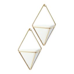 TRIGG - CONJUNTO COM 2 VASINHOS DE PAREDE BRANCO/DOURADO - UMBRA - 3