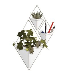 TRIGG - CONJUNTO COM 2 VASINHOS DE PAREDE BRANCO/PRATA- UMBRA - 2