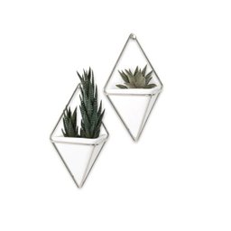 TRIGG - CONJUNTO COM 2 VASINHOS DE PAREDE BRANCO/PRATA- UMBRA - 1