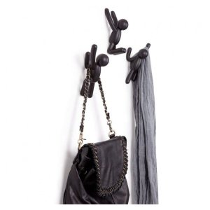 BUDDY - CONJUNTO CABIDEIROS DE PAREDE COM 3 PEÇAS PRETO UMBRA