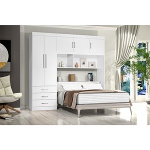 Guarda Roupa com Cabeceira Casal Cancun J&A Móveis Branco 200x204x47