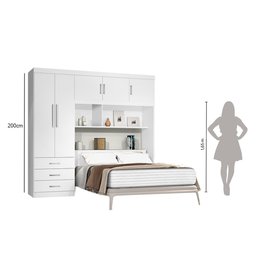 Guarda Roupa com Cabeceira Casal Cancun J&A Móveis Branco 200x204x47 - 6