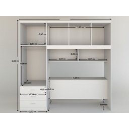 Guarda Roupa com Cabeceira Casal Cancun J&A Móveis Branco 200x204x47 - 7