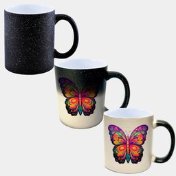 Caneca Mágica Glitter Muda de Cor Y2 Linda Borboleta Colorida - 1