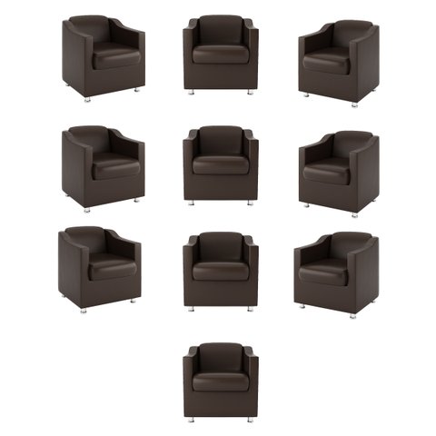 Kit 10 Poltronas Tilla para Salão de Beleza – Balaqui Decor Cor:Courino Marrom