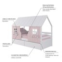 Ver imagem 3 de Cama Casinha Encantada com 02 Gavetas Madeira Maciça Rosa/ Branco Megamobilia
