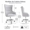 Ver imagem 6 de Cadeira Poltrona Helena Home Office Rodinhas e Ajuste de Altura