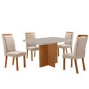 Ver imagem 1 de Mesa de Jantar Olimpia 120cm Tampo MDF Vidro Canto Copo com 4 Cadeiras Lorena