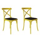 Ver imagem 1 de Kit 2 Cadeiras Katrina Assento Corano Preto Aço Amarelo Amarelo