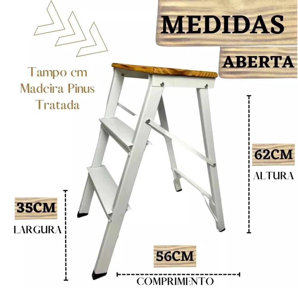 Kit 2 Escadas Multifuncional Banqueta Dobrável Portátil - 5