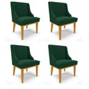Ver imagem 1 de Cadeira Sala de Jantar Base Madeira Castanho Kit 4 Liz Bouclê Verde D03 - D’Rossi