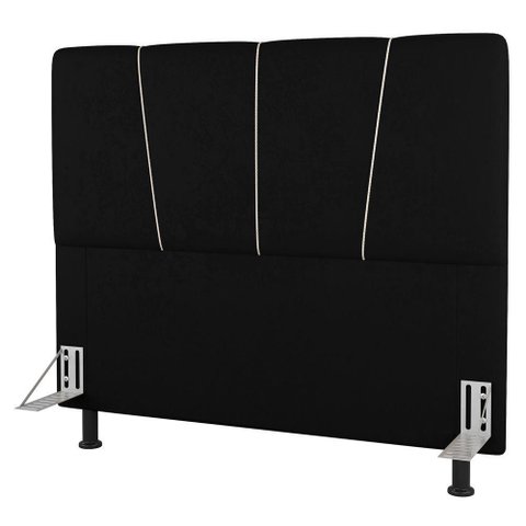 Cabeceira Cama Box Casal Queen Size Amber 160cm Estofada Suede Preto - Abmaza