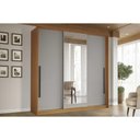 Ver imagem 1 de Guarda Roupa Casal 3 Portas de Correr (1 C/ Espelho) e 4 Gavetas Valência Freijo/cinza - Politorno