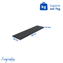 Kit 4 Prateleira Preta 80X20 + Suporte Flutuante Mdf  Organizadora Decoração Cozinha Banheiro Sala - 3