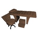 Ver imagem 1 de Kit Maca Estética Capitonê com Mocho e Escadinha 80 Cm Turqueza Slk Decor Reta Marrom