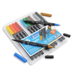 Kit Caneta Marcadora Aquarelável Dual Brush 12 Cores com Blender - Cis - 2