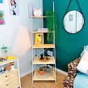 Ver imagem 2 de Estante Escada Torre de Ferro Industrial Slim 5 Prateleiras Natural e Branco