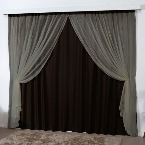 Cortina 3 Mts Sala Quarto Escritório Blackout Voal Trilho Suisso - Tabaco