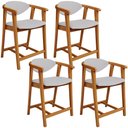 Ver imagem 1 de Kit 04 Banquetas Baixa para Cozinha Sala Jantar Bancada Cecília L02 Linho Cinza - Lyam Decor