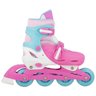 Patins Infantil com Led 4 Rodas In-Line Feminino 32-35 Rosa e Azul - 2