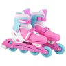 Patins Infantil com Led 4 Rodas In-Line Feminino 32-35 Rosa e Azul - 1