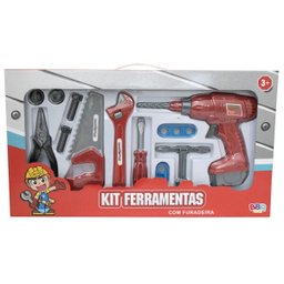Kit ferramentas infantil completo de brinquedo com Furadeira com chave - 2