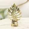 Folha Dourado com Esfera Decorativa 10cm em Metal Decoração:01 - 1
