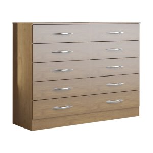 Cômoda Grande para Quarto Casal com 10 Gavetas 117x92 Cm Mdp Carvalho 3017 Menu