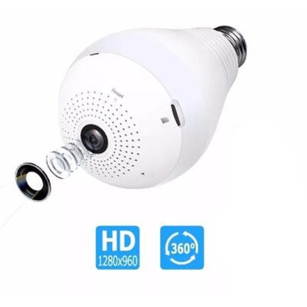 Câmera Lâmpada Led Wifi IP HD Panorâmica Única 360º Espião - 3