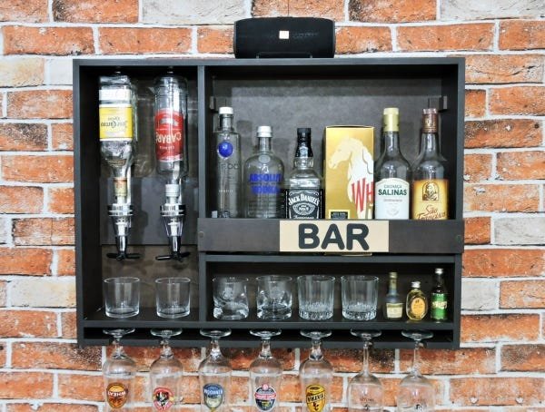 Barzinho Bar Para Sala Aparador De Parede Com Dosadores Automáticos Tabaco Fosco - 1