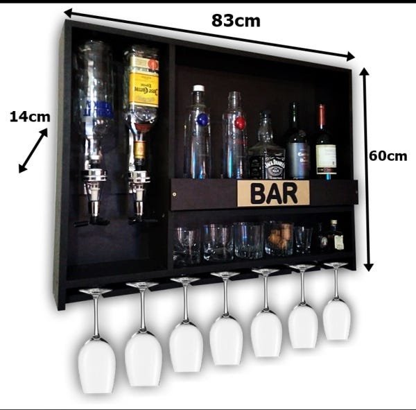 Barzinho Bar Para Sala Aparador De Parede Com Dosadores Automáticos Tabaco Fosco - 2