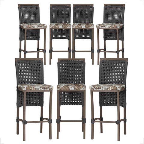 7 Banqueta em Alumínio Roma Marrom Corda Náutica Tecido 6