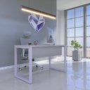 Ver imagem 1 de Escrivaninha Mesa Escritório X 150cm Industrial Cinza e Lilas