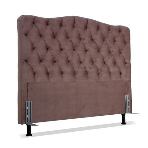 Cabeceira de Cama Box Viúva 128 Cm Dunas Casavezi Suede Veludo Rosê
