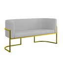 Ver imagem 1 de Sofá Namoradeira Bouclê 2 Lugares Moderna Base Metal Gold Cor:cinza