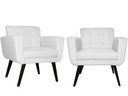 Ver imagem 1 de Kit 2 Poltronas Decorativa Geovana Couro Branco Pés Madeira Ms Decor