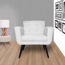Ver imagem 4 de Kit 2 Poltronas Decorativa Geovana Couro Branco Pés Madeira Ms Decor