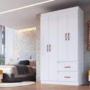 Ver imagem 2 de Guarda-roupas Solteiro 4 Portas e 2 Gavetas Multimóveis Cr35209 Branco