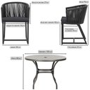 Ver imagem 2 de Mesa com 4 Cadeiras de Jantar Roma 100cm e Noronha em Aluminío Preto Corda Nautica Estofado 11 Trama